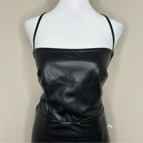 GOOD AMERICAN Black Vacay Faux Leather Dress Sexy Sleeveless Open Back Sz L NWT - Picture 5 of 16